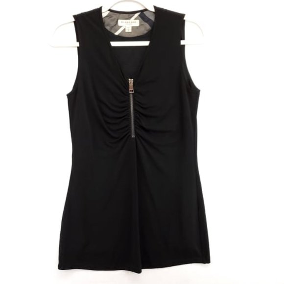Tops - BURBERRY Lined Zip Front V-Neck Blouse Sz Small